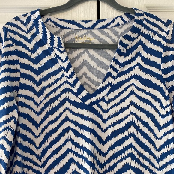 Lilly Pulitzer Blue and White Chevron Dress - Picture 4 of 9
